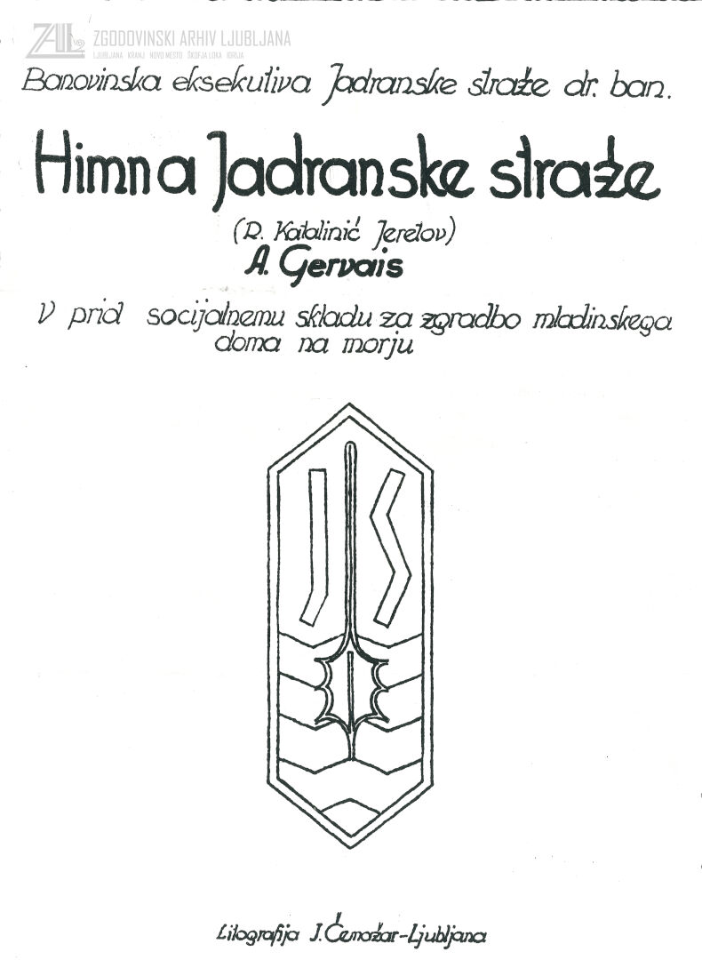 Himna Jadranske straže, 1930. SI_ZAL_RAD/0137 Jadranska straža, t. e. 1. Članska izkaznica.